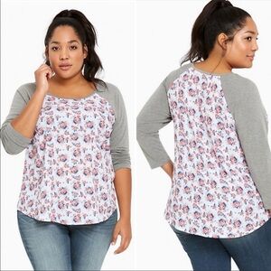 Torrid flower floral baseball tee shirt size 2X